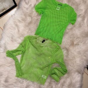 New Windsor neon rhinestone fishnet tops size S/M